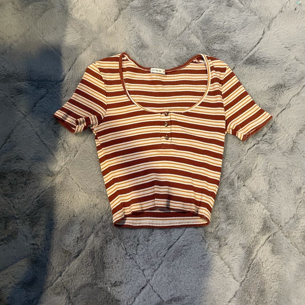 Cotton on orange and white striped baby tee